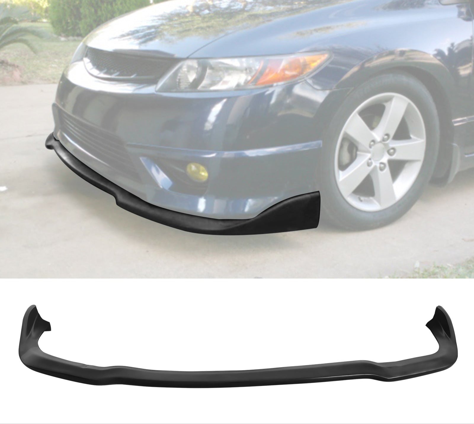 2006-2008 Honda Civic Coupe CS Style Front Lip Bumper - PU Material Lower Spoiler for Enhanced Aerodynamics & Sporty Look - Perfect for Street Racing & Car Shows