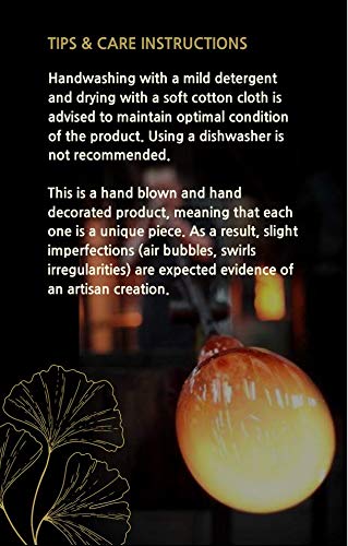 Luxury Hand Blown Glass Vase with Sandblasted Purple Leaves Design - 11.4 Inch (29cm) Clear Unique Shape Home Decor - Elegant Gift in Golden Box for Wedding, Anniversary & Living Room Decoration