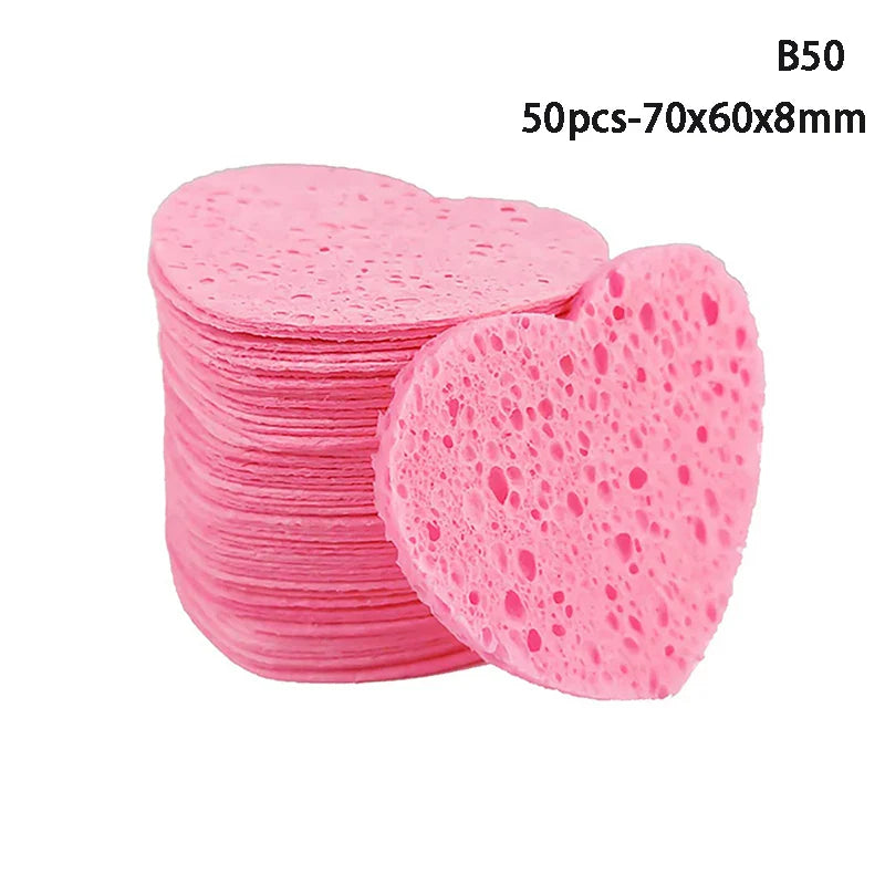 50 Pcs Heart Wood Pulp Cellulose Sponges - Eco-Friendly Kitchen & Bath Cleaning Sponges for Dishes, Countertops, and Car Washing