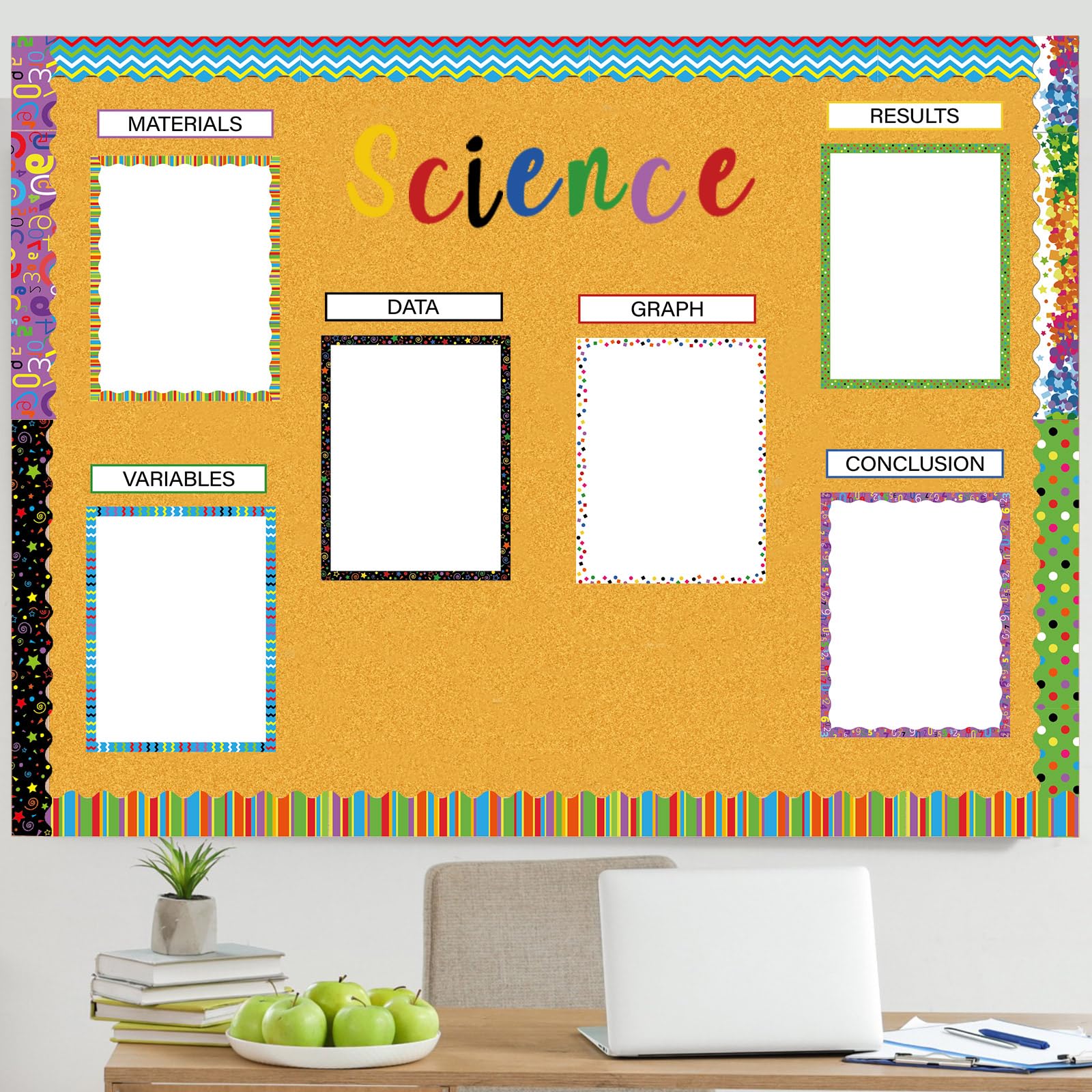 96 Pcs Science Fair Board Kit - Self-Adhesive Titles, Borders & Stickers for School Projects