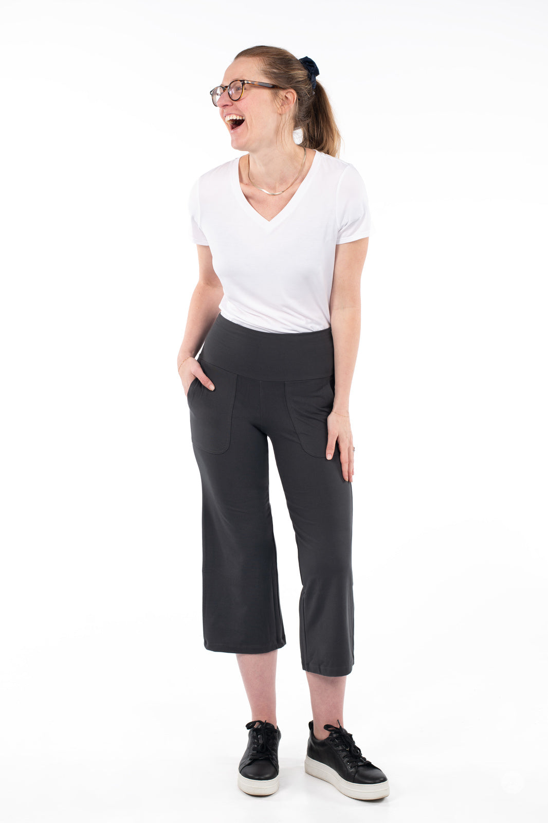 High Waist Wide Leg Cropped Pants for Women - Comfortable Stretchy Casual Trousers | Perfect for Work, Travel & Everyday Wear