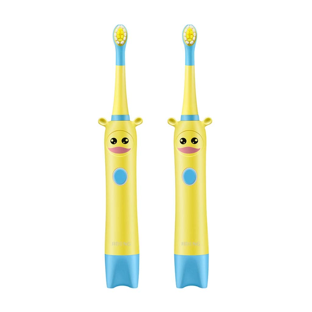 Kids Electric Toothbrush - USB Rechargeable with Smart Timer & 3 Brushing Modes for Boys & Girls Ages 3-12 | Soft Bristles for Gentle Cleaning | Perfect for Home & Travel Use (Yellow, Pack of 2)