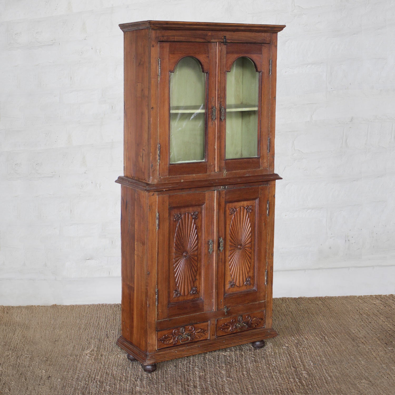 Premium Sunehri Teak Wood Cabinet - Handcrafted Solid Teak Storage for Living Room, Bedroom & Office - Elegant Home Decor Furniture with Ample Storage Space