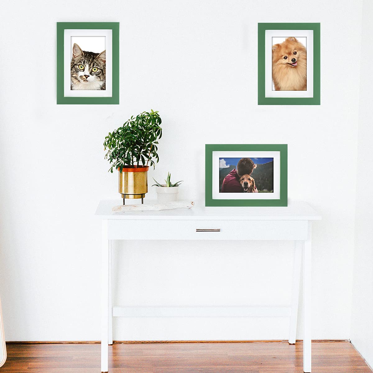 5x7 Green Nature Solid Wood Picture Frames - 2 Pack for Wall Mount & Tabletop Display - Perfect for Home Decor, Office, and Gift Giving