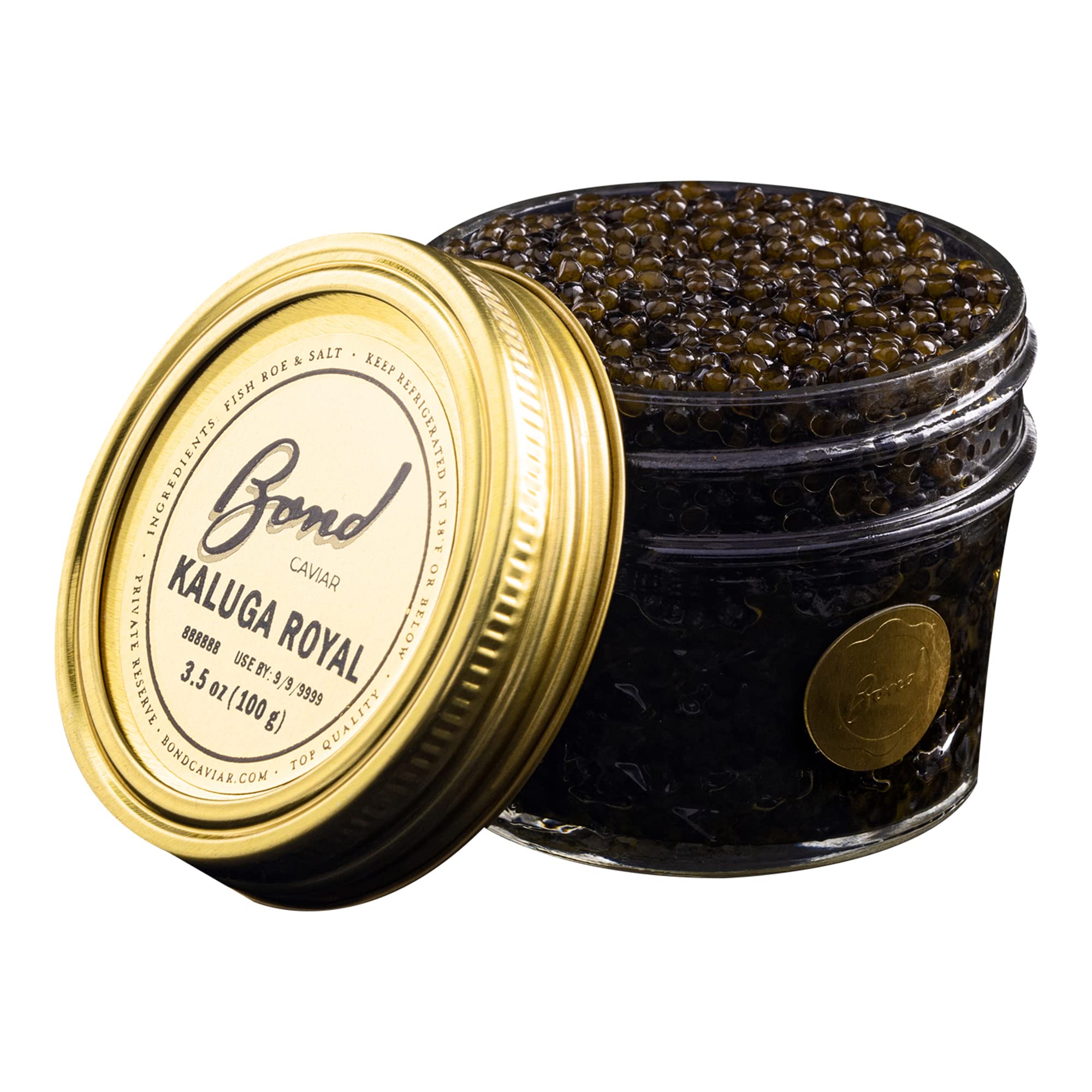 Premium Kaluga Caviar - Exquisite River Beluga Sturgeon Roe with Large Pearl Grains | 3.5oz (100g) Glass Jar | Perfect for Gourmet Dining, Luxury Gifts, Weddings & Special Events