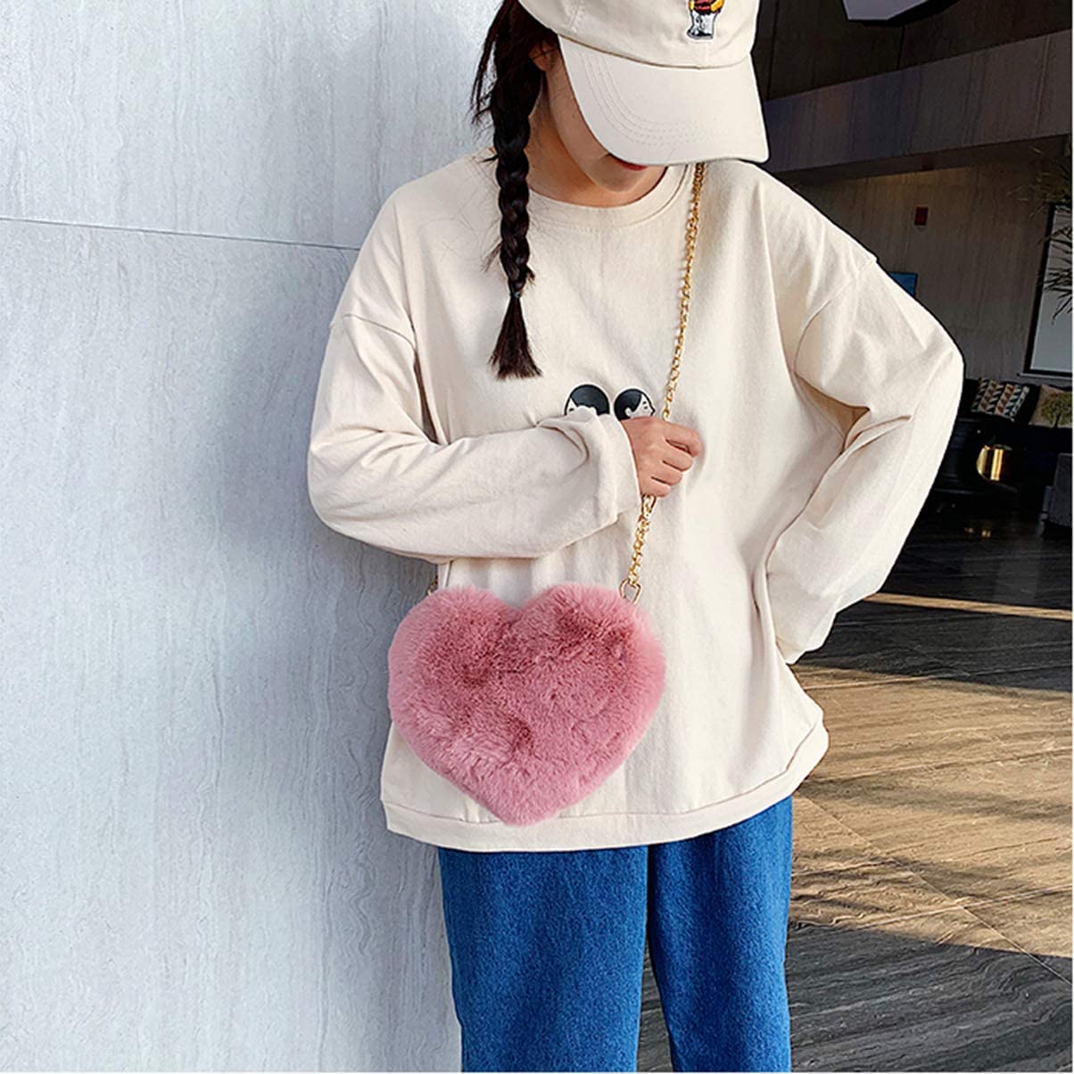 Heart Shaped Faux Fur Clutch Purse for Women - Fluffy Crossbody Shoulder Bag, Elegant Handbag for Date Night, Parties & Special Occasions
