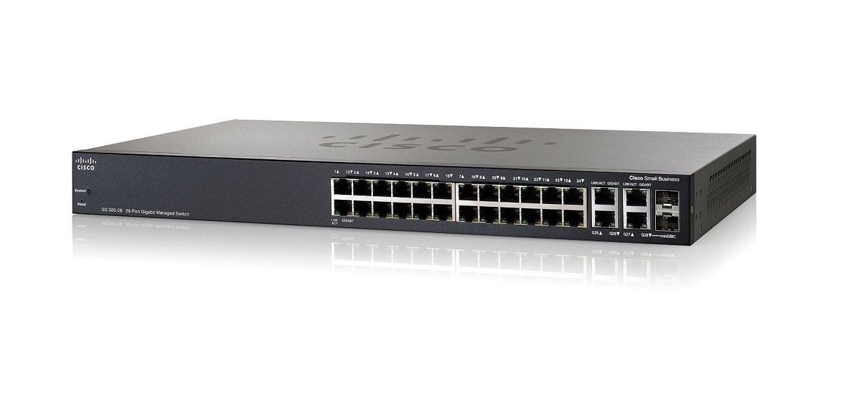 Cisco SG300-28 28-Port Gigabit Managed Switch | Layer 2/Layer 3 Business Network Switch | SRW2024-K9 Model | Ideal for Office Networks, Data Centers & Small Business IT Infrastructure