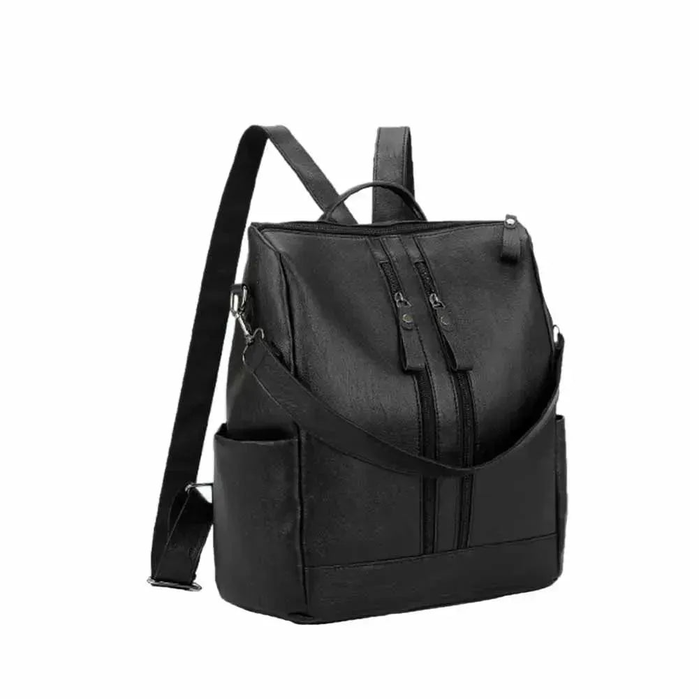 Stylish Black Leather Women's Backpack for Work, Travel & Daily Use - Durable & Fashionable Laptop Bag for Professionals & Students