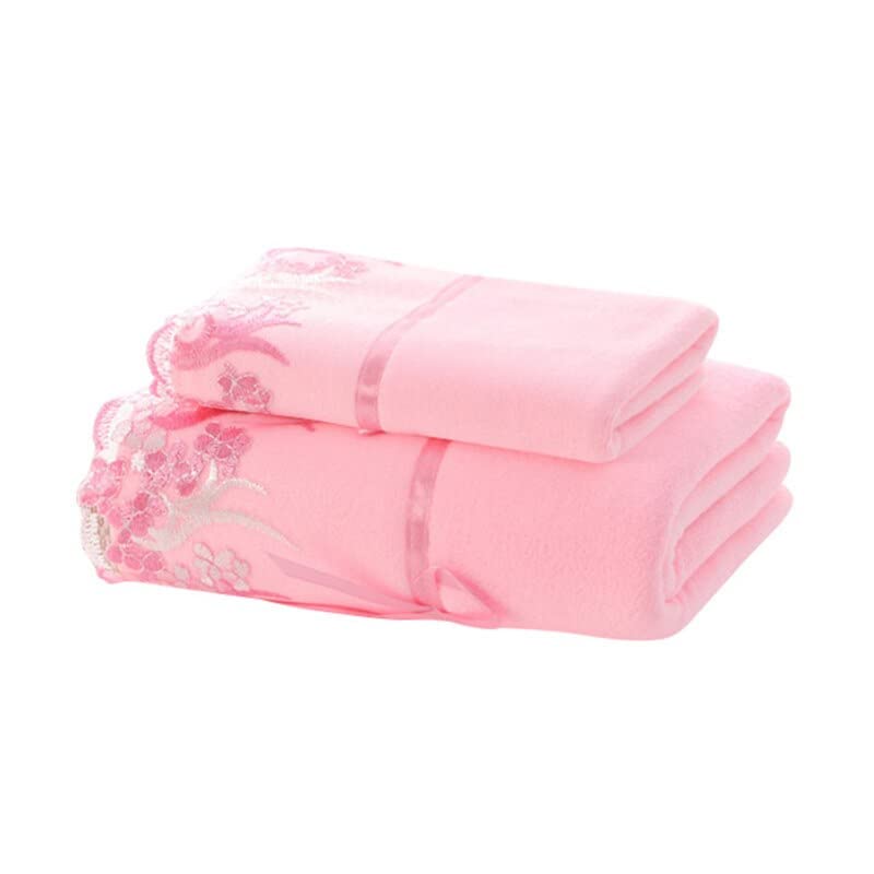 Premium LSZA Bath Towel Set - 2/3PCS Ultra Absorbent & Quick-Drying Cotton Towels (35x75cm & 170x140cm) with Elegant Lace Embroidery - Soft Luxury Bath & Face Towels for Spa, Hotel, or Home Use