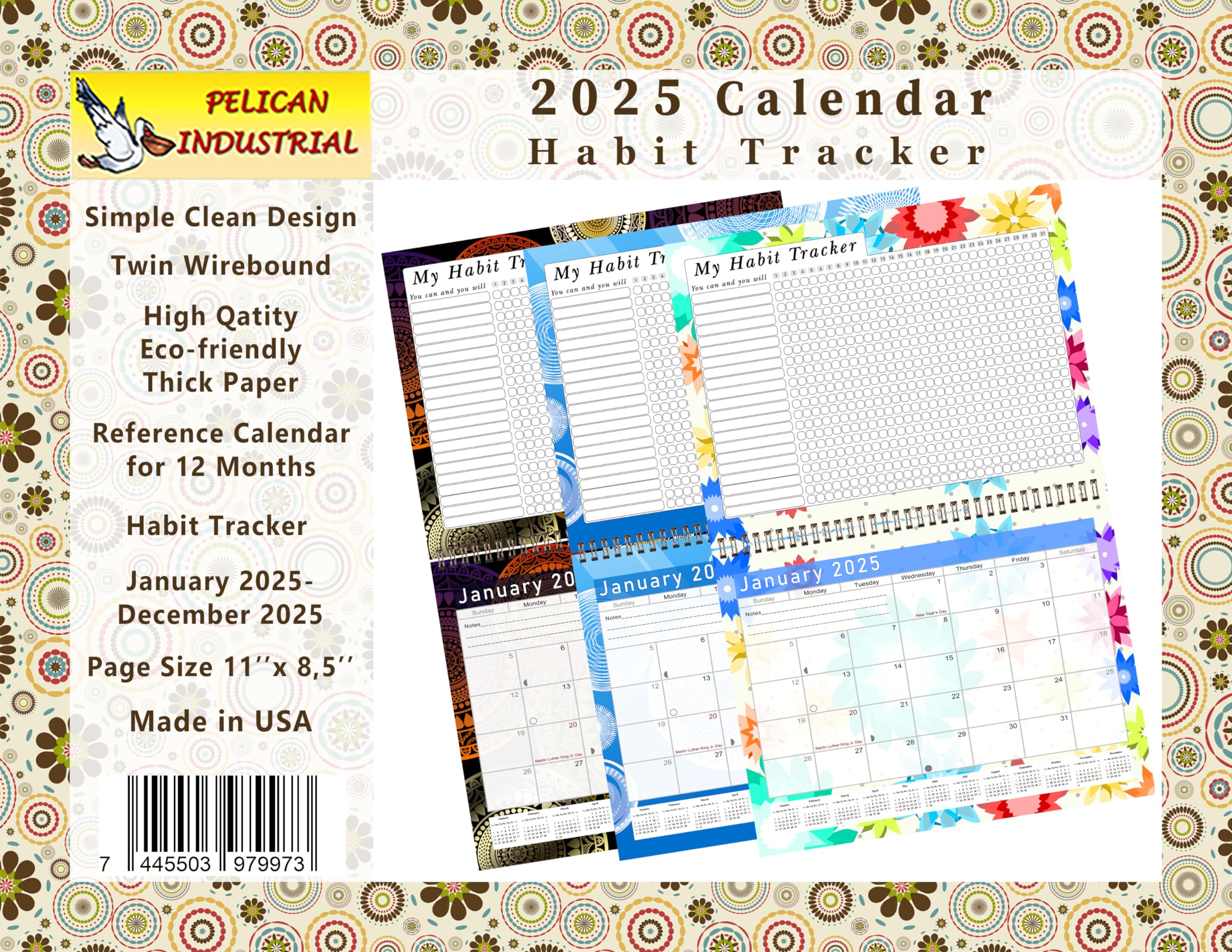2025 Monthly Desktop & Wall Calendar Planner with Habit Tracker - Motivational Goal Journal for Daily, Weekly & Monthly Planning - Inspirational Productivity Tool (Edition #020) - Perfect for Office, Home & School Organization