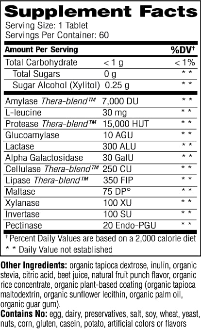 Enzymedica Kids Digest Chewable Tablets - Fruit Punch Flavor (60 Count) | Digestive Support for Kids | Perfect for Travel, School & Daily Use