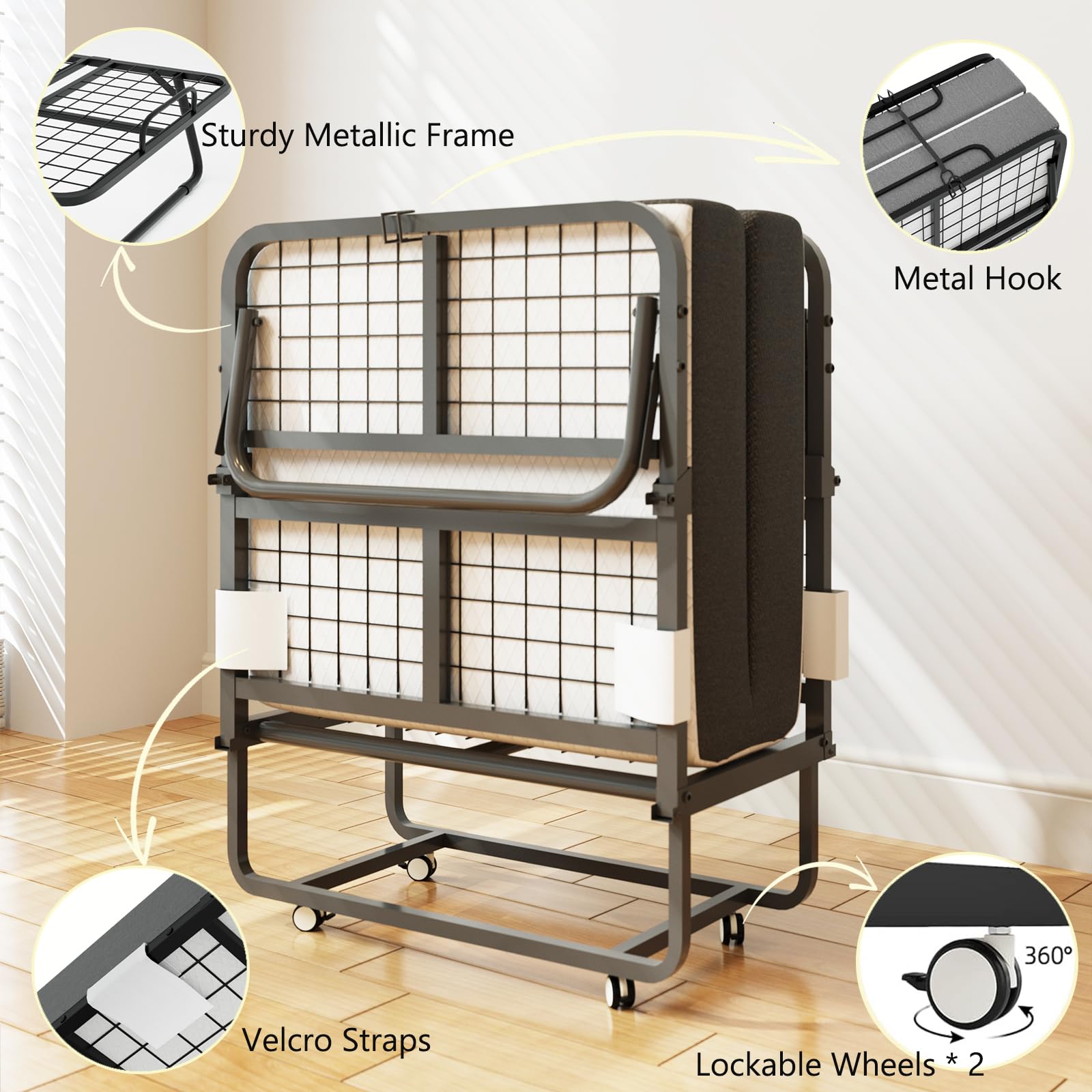 CAIYUN Folding Bed with 5