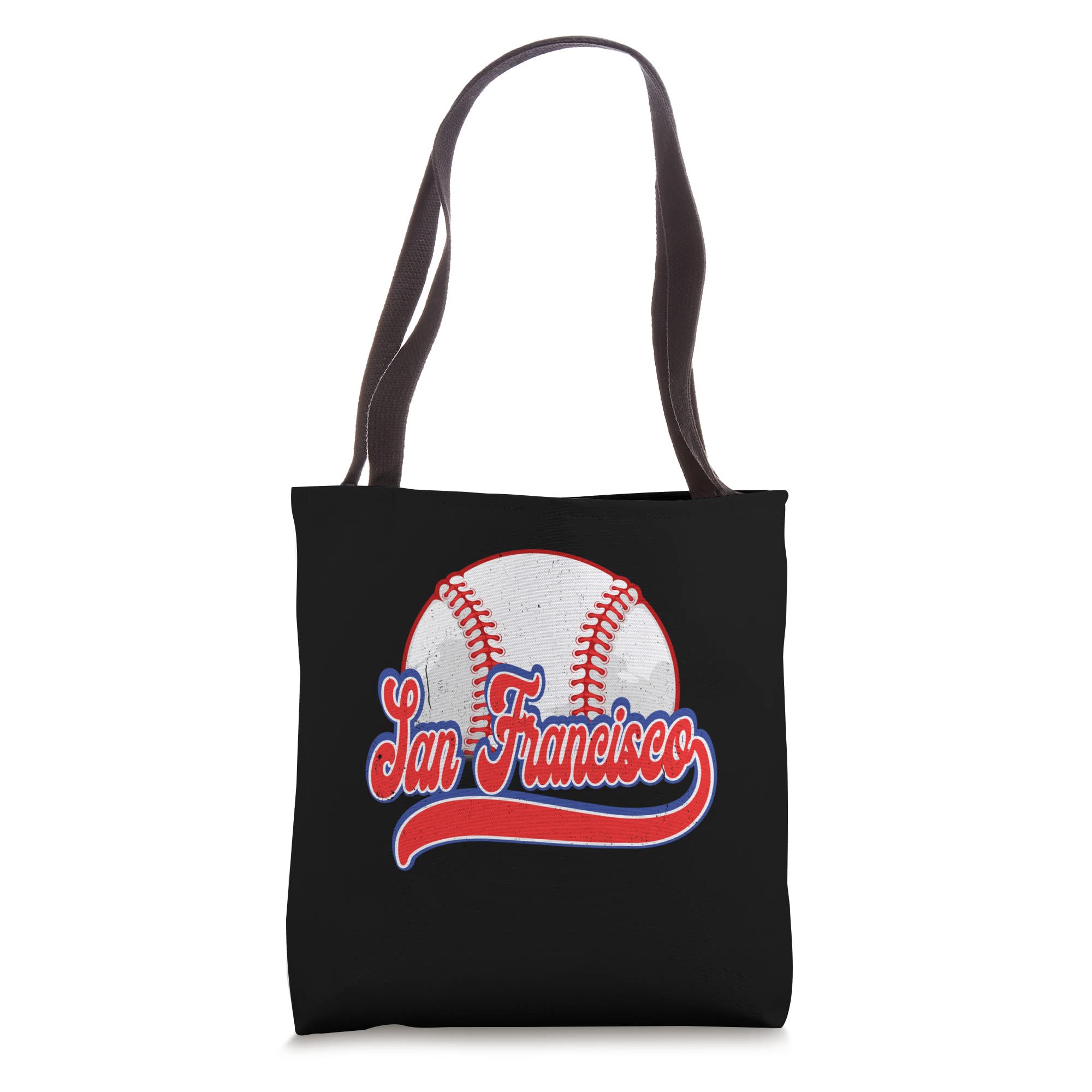 Vintage San Francisco Cityscape Baseball Tote Bag for Players & Fans - Perfect for Games, Travel & Shopping