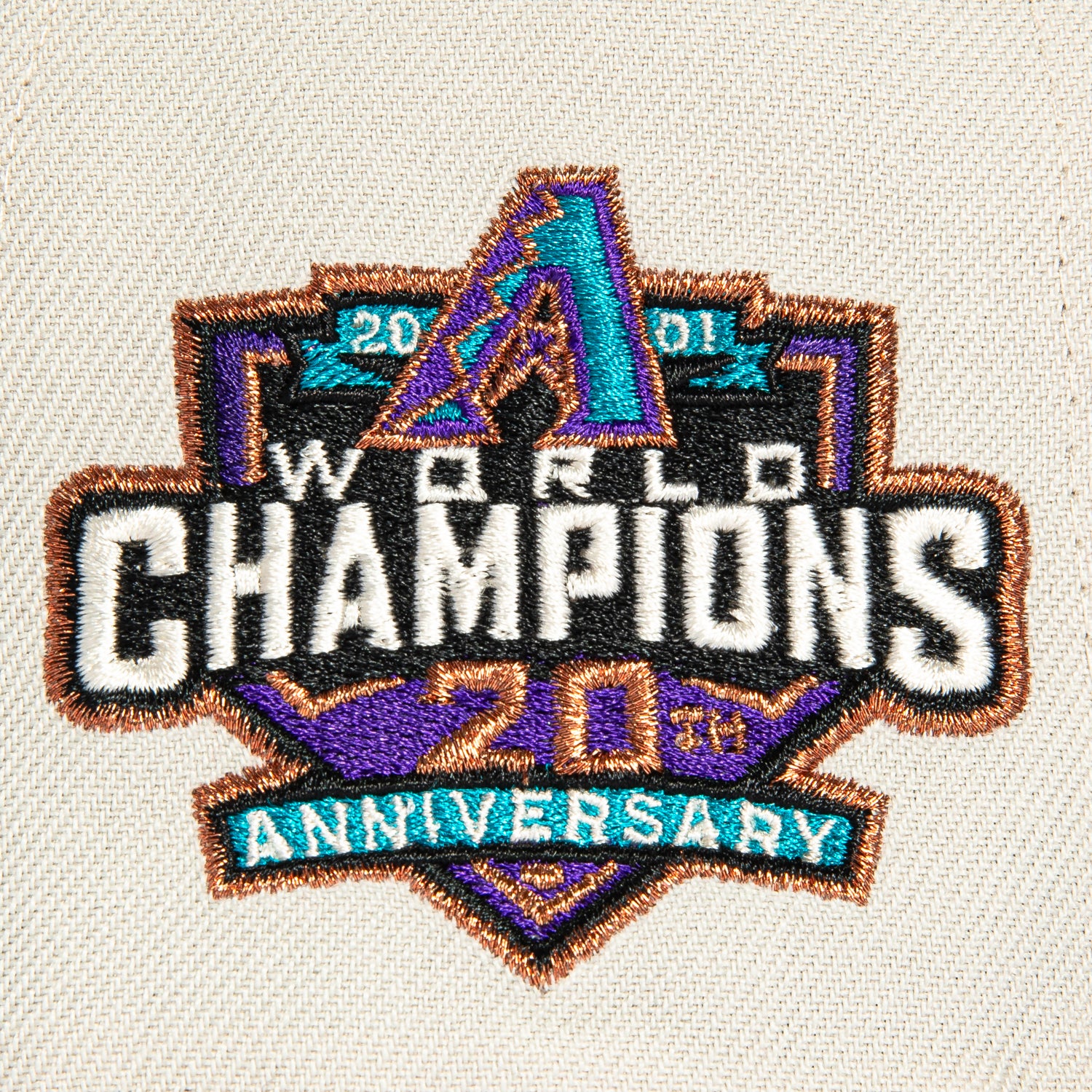 New Era 59Fifty Flawless Script Arizona Diamondbacks 20th Anniversary Champions Patch Snapback Hat - Stone Purple | MLB Baseball Cap for Fans & Collectors | Game Day, Casual Wear & Sports Events