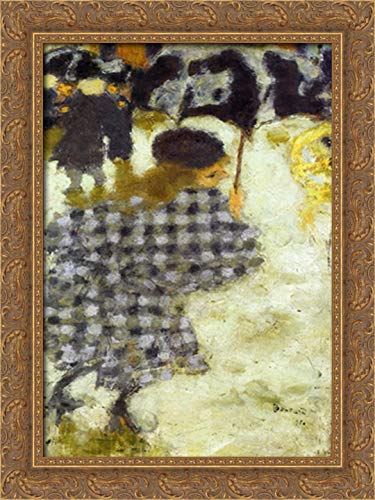 Pierre Bonnard Young Girl with Umbrella 18x24 Gold Ornate Wood Framed Canvas Art - Vintage Wall Decor for Living Room, Bedroom & Office