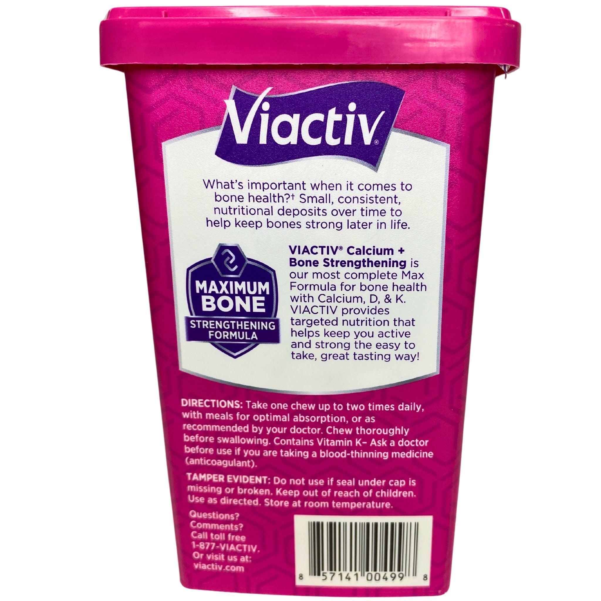 Viactiv Calcium + Bone Strengthening Max Formula Dietary Supplement - 650mg Calcium with Vitamin D & K - Milk Chocolate Flavor Soft Chews (100 Count) - Supports Bone Health & Strength - Perfect for Active Lifestyles & Daily Wellness