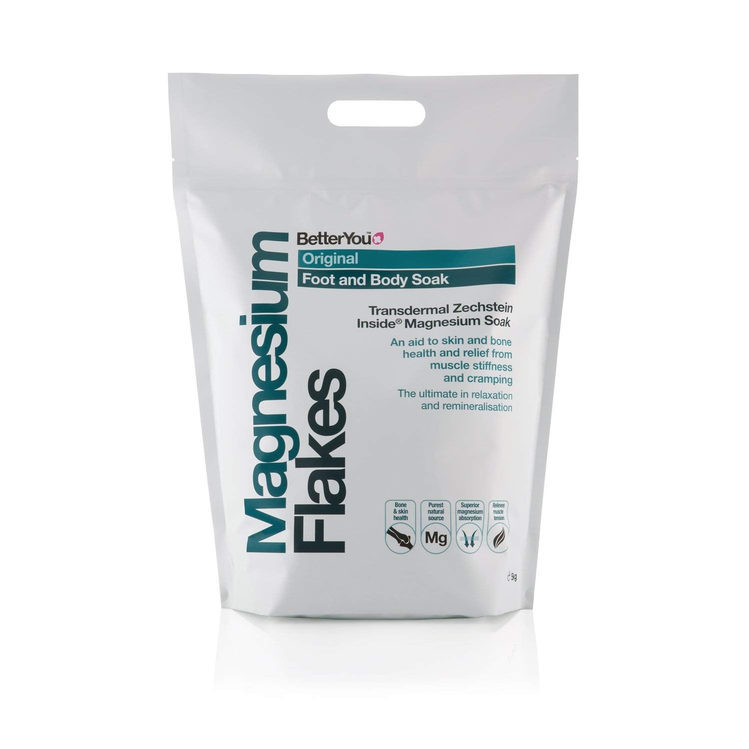 BetterYou Original Magnesium Flakes – 5kg Pure Magnesium Chloride for Relaxing Foot & Body Soak | Epsom Salt Alternative | Muscle Recovery, Stress Relief & Better Sleep | Perfect for Bath Soaks, Spa Treatments & Home Wellness