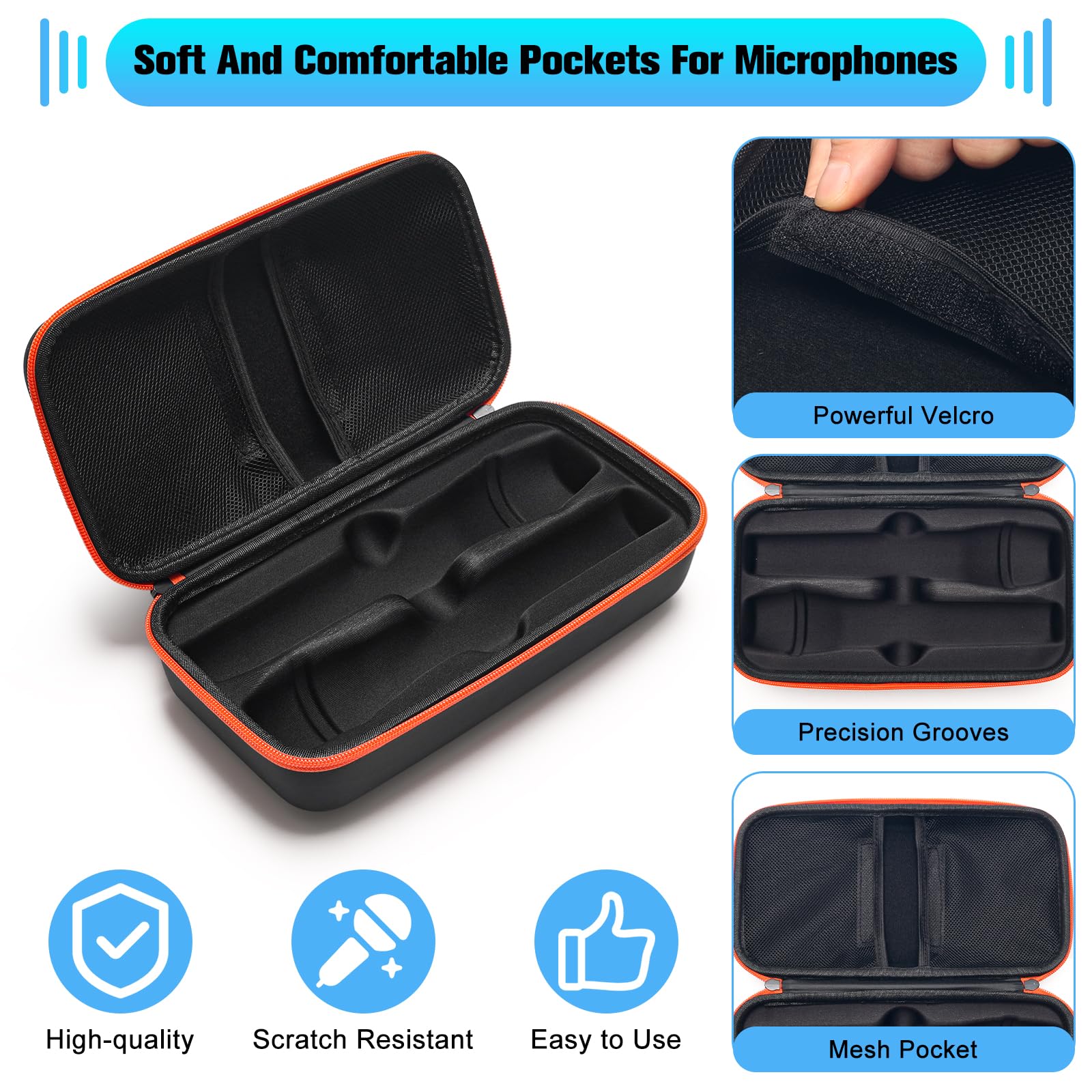 JBL Wireless Microphone Case for 2 - Durable EVA Travel Mic Storage for Party, Karaoke & Events - Holds Handheld Mics, Receivers, Cables & AA Batteries - Perfect for DJs, Performers & Traveling Musicians