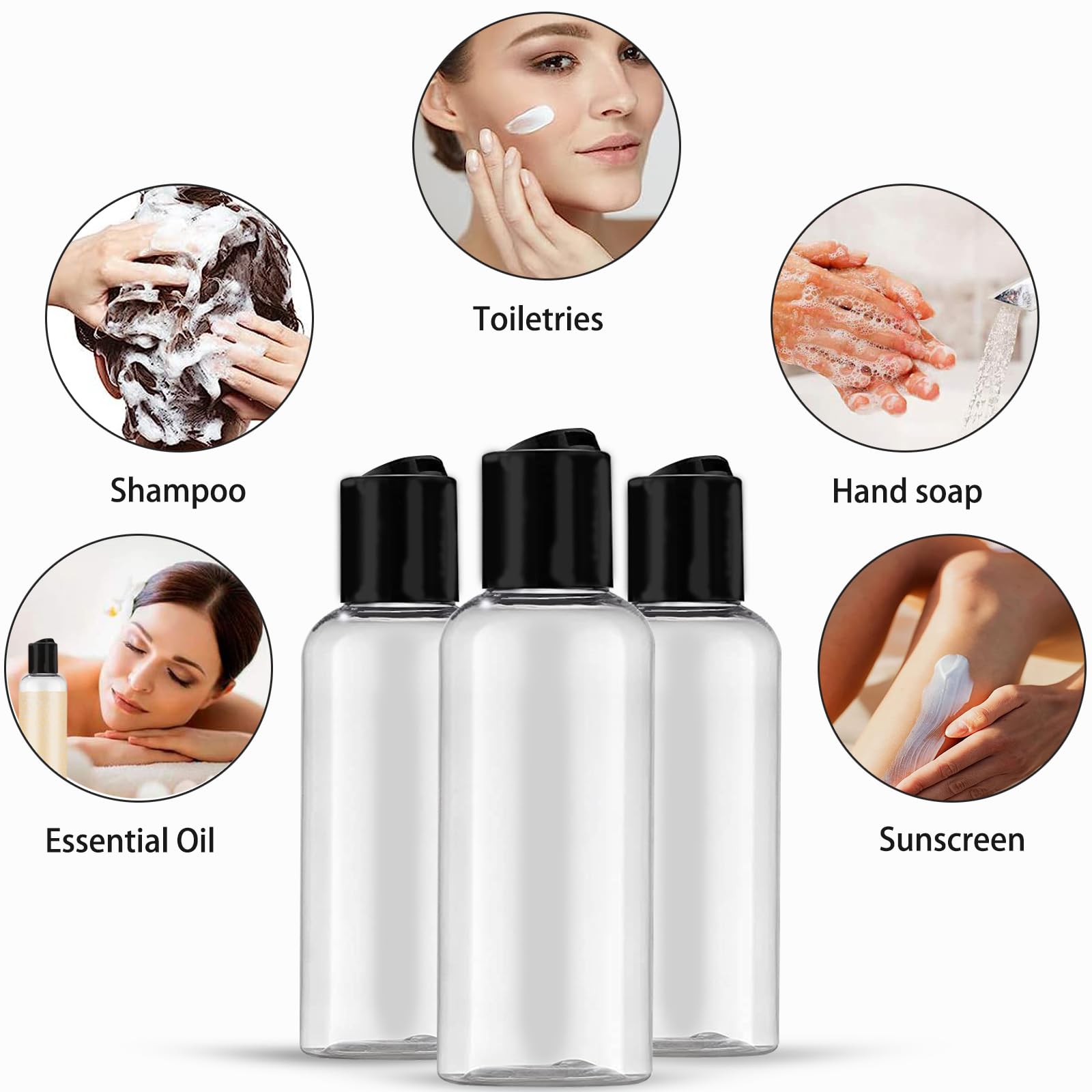 5 Pack 3.4 oz TSA Approved Leakproof Travel Bottles - Empty Plastic Toiletry Containers with Labels for Shampoo, Lotion & Cosmetics | Perfect for Airplane Carry-On, Vacation & Gym Essentials