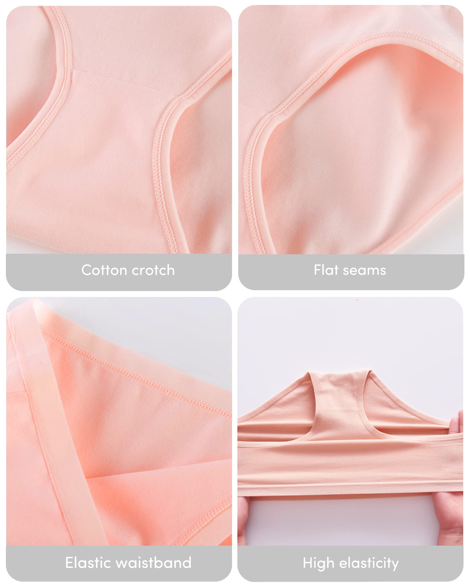Adorel Cotton Panties for Teen Girls - 8 Pack Solid Briefs for School & Sleep