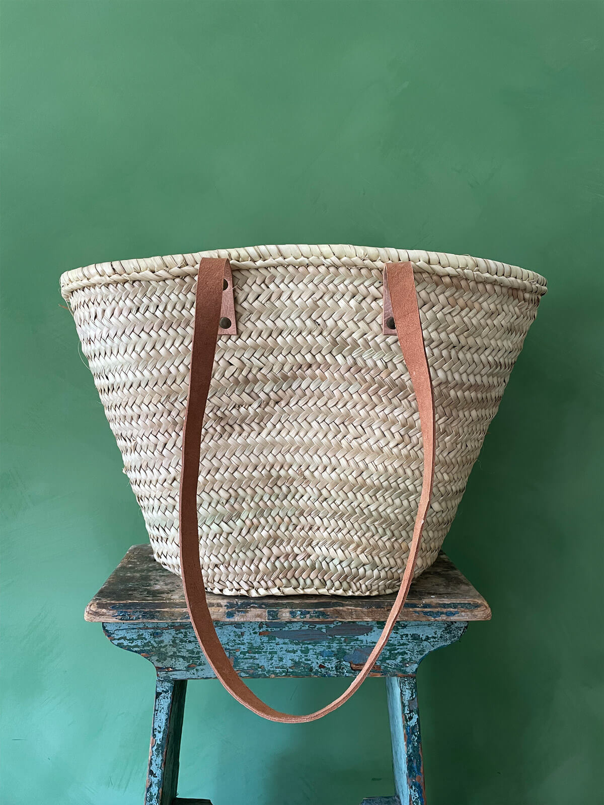 Valencia Woven Shopping Basket - Natural Rattan Handmade Grocery Tote Bag for Farmers Market, Beach, Picnic & Home Storage