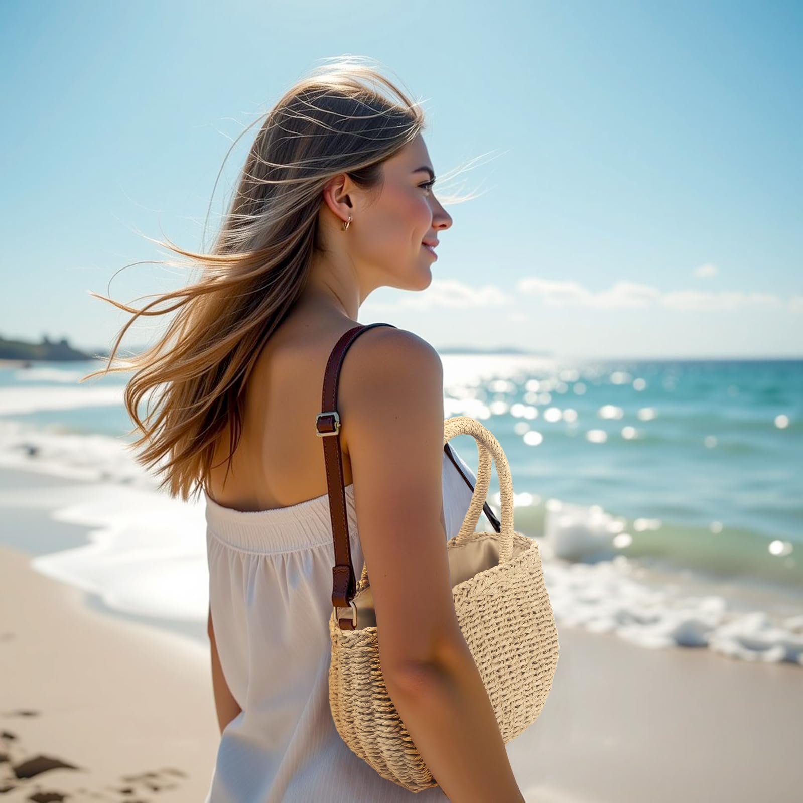 Women's Rattan Straw Hobo Bag - Crossbody Beach Purse for Vacation & Travel