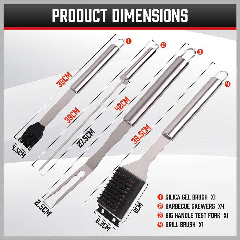 10Pcs Stainless Steel BBQ Tool Set - Heavy Duty Outdoor Grill Utensils for BBQ, Grilling & Cooking - Perfect for Backyard, Camping & Picnics
