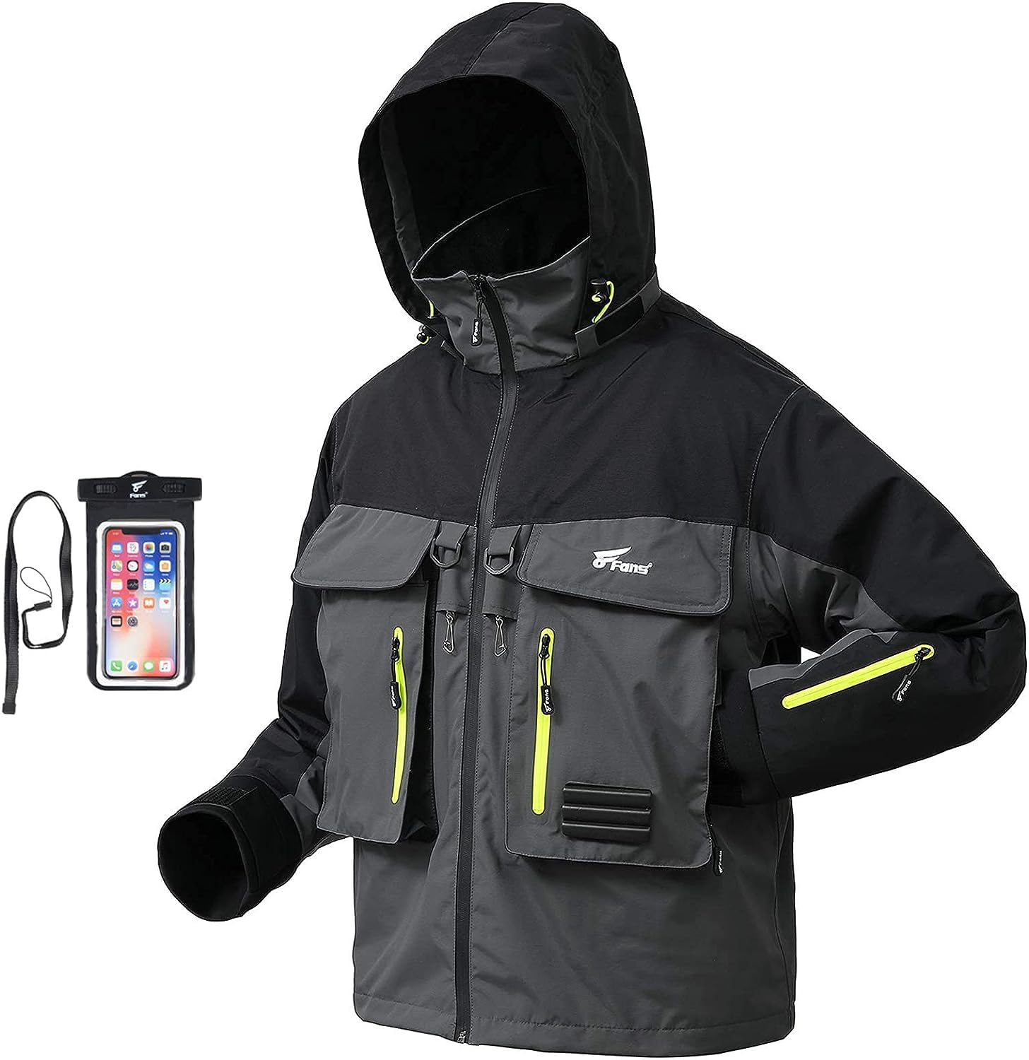 8 Fans Breathable Waterproof Fishing Wading Jacket for Men & Women - Lightweight Rain Jacket for Fly Fishing, Kayaking & Outdoor Adventures