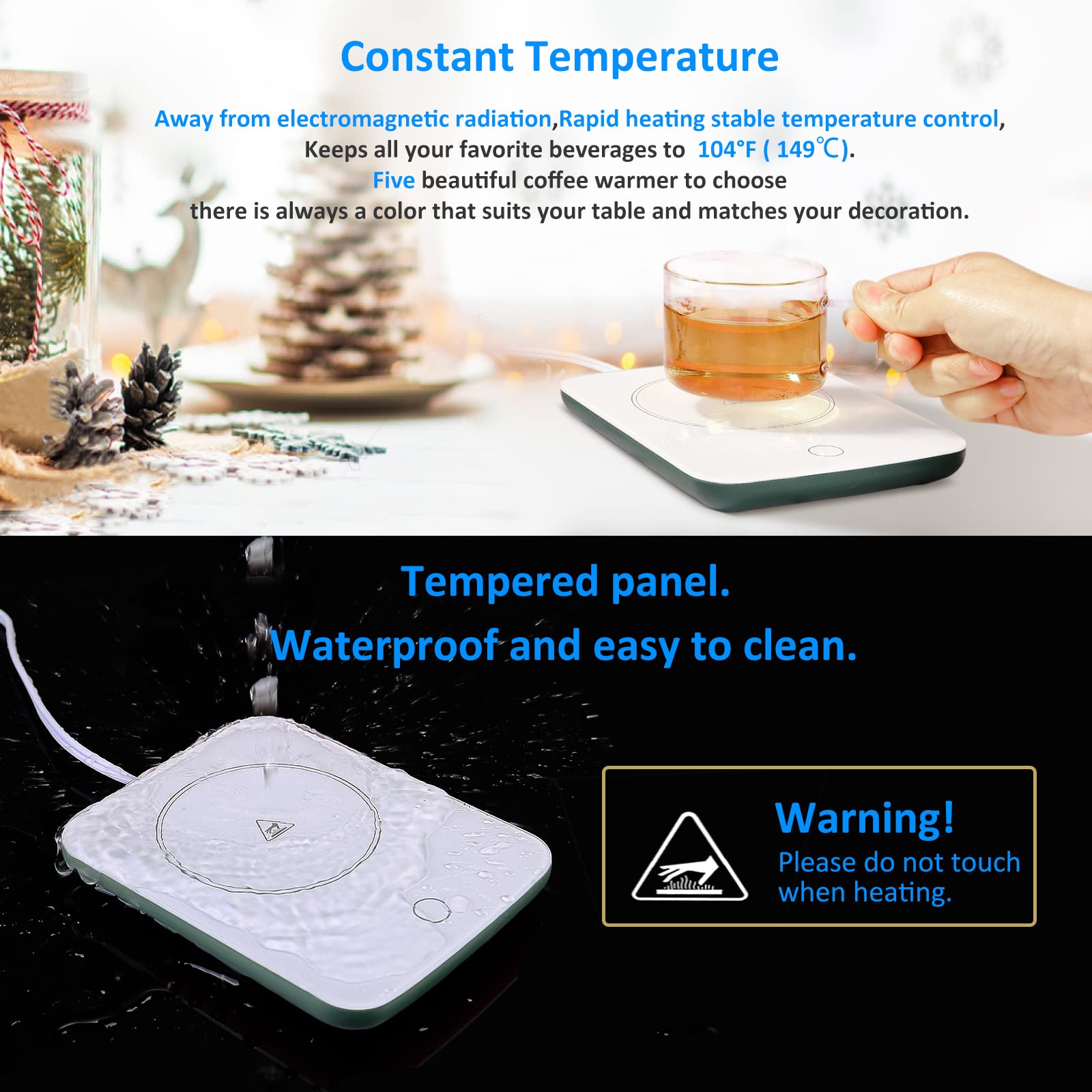 Misby Coffee Warmer with Auto Shut Off - Gravity-Induction Desk Mug Warmer for Coffee, Tea & Hot Beverages - Perfect Gift for Coffee Lovers & Office Use (Green) - Keep Your Drink Warm at Home, Office or Dorm