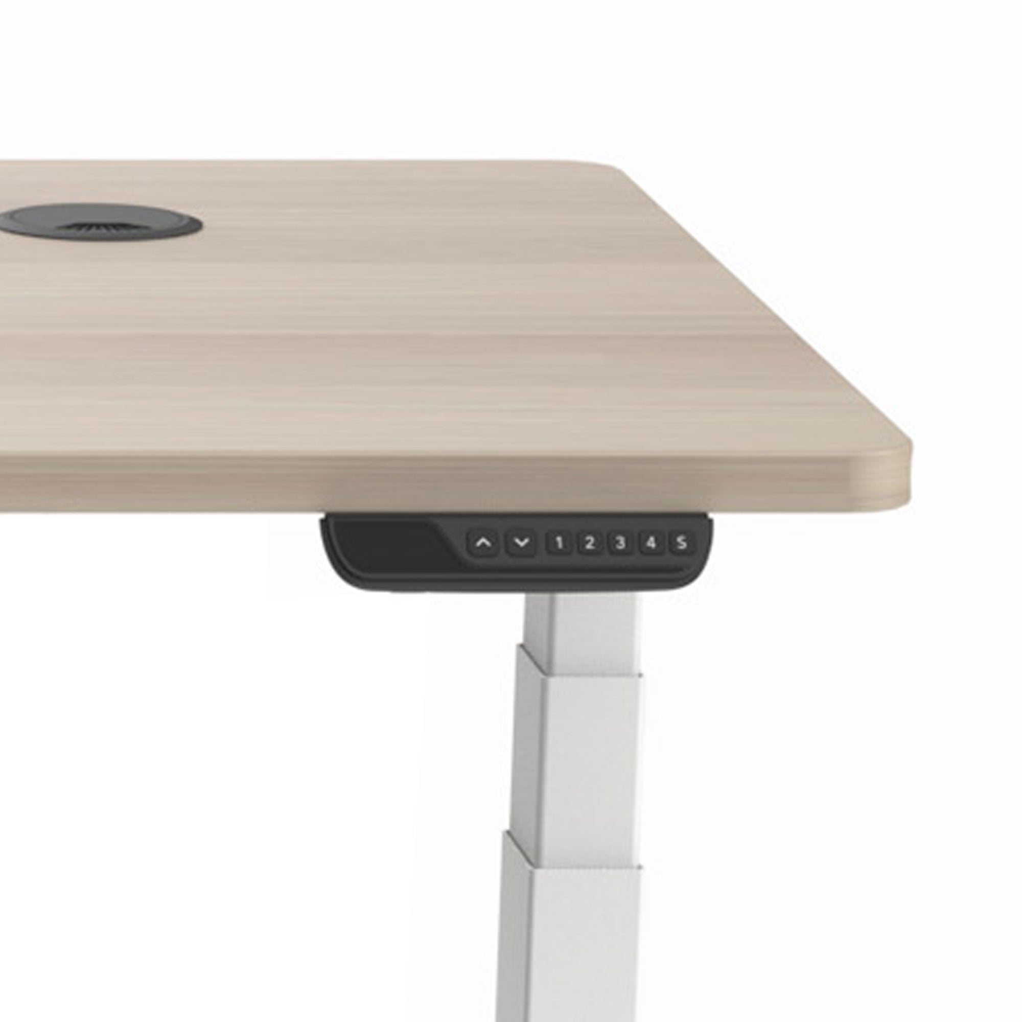 MARLO Single Workstation with Adjustable Height Lift - 1.6M Oak & White Standing Desk for Home Office, Study & Workspace - Ergonomic Computer Desk for Working, Writing & Gaming