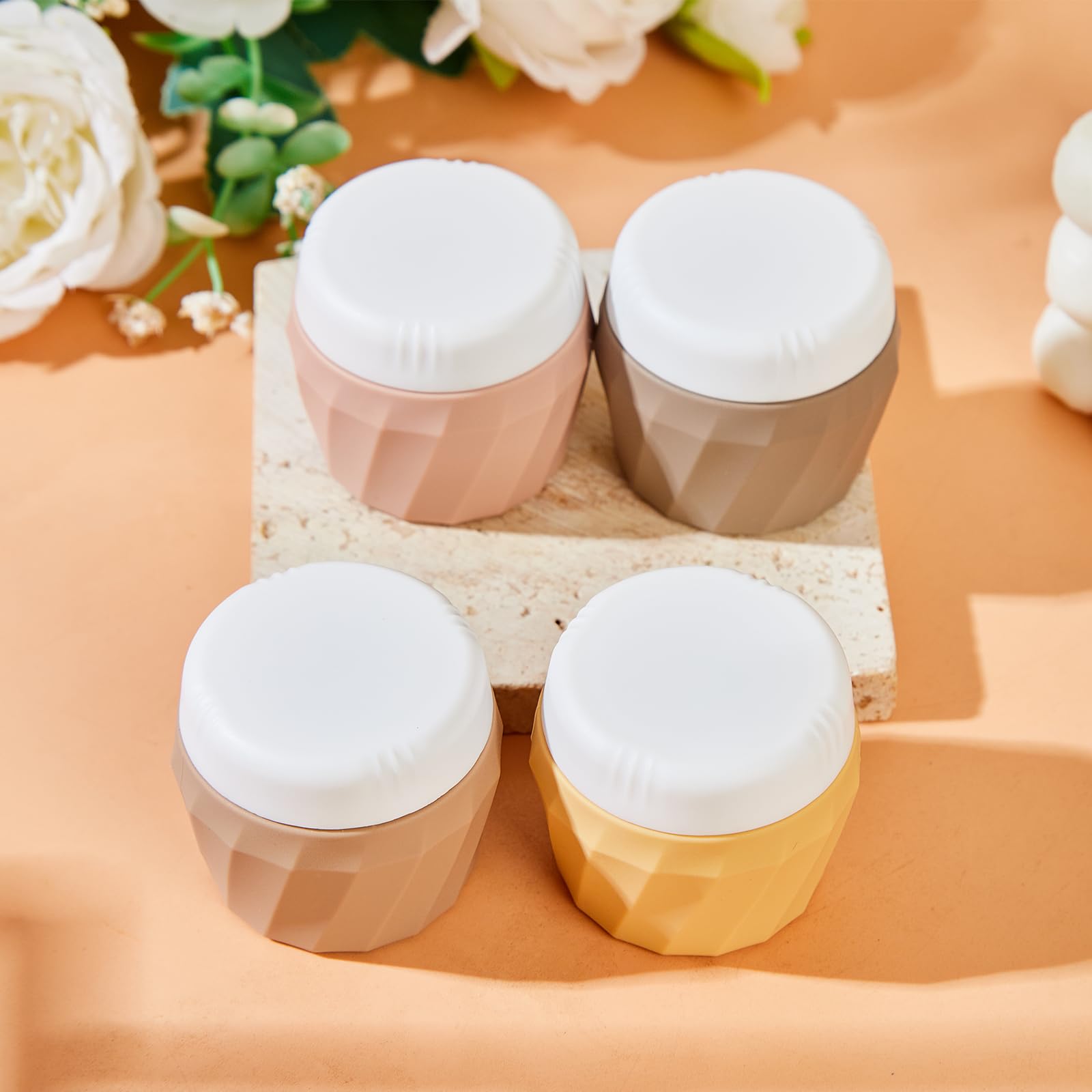 Premium 1oz Silicone Travel Containers for Toiletries - TSA Approved Leak-Proof Refillable Cosmetic Cream Jars with Clear Bag - Perfect for Face & Body Cream Storage (Apricot) | Ideal for Air Travel, Gym, Camping & Daily Skincare Routine
