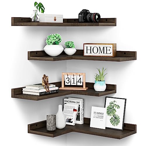 Dark Brown Corner Shelves