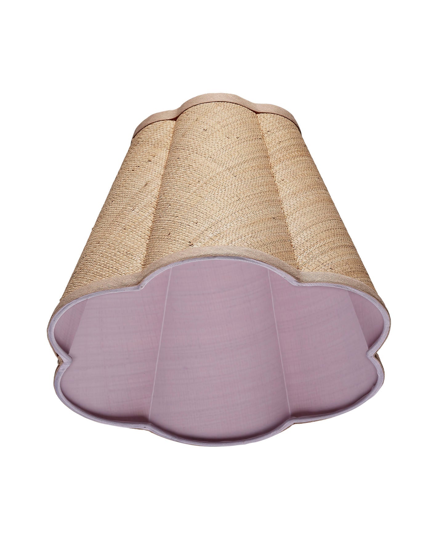 Stylish Raffia Scalloped Lamp Shade - Natural Woven Rattan Pendant Light Fixture for Boho Bedroom, Living Room & Dining Room Decor