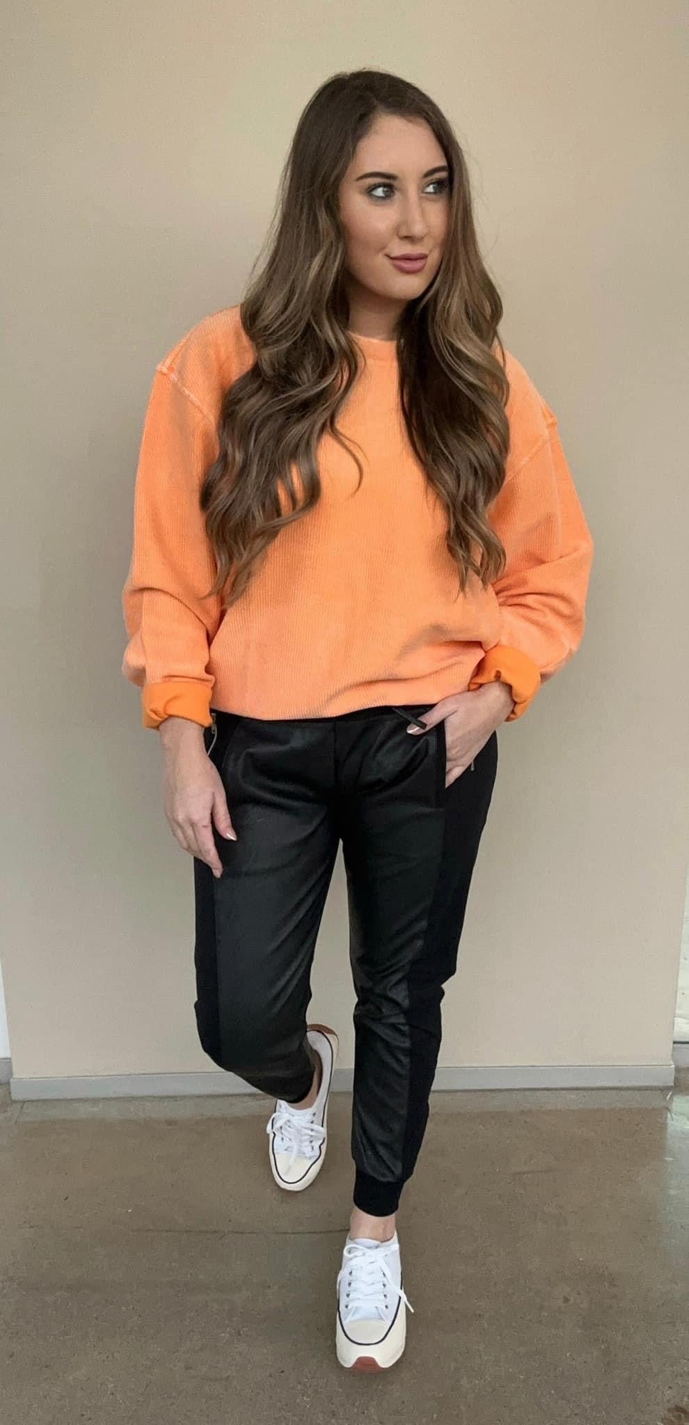 Apricot Crush Corded Crew Neck Sweater - Soft Knit Pullover for Women | Perfect for Fall Layering, Office Wear & Casual Outfits