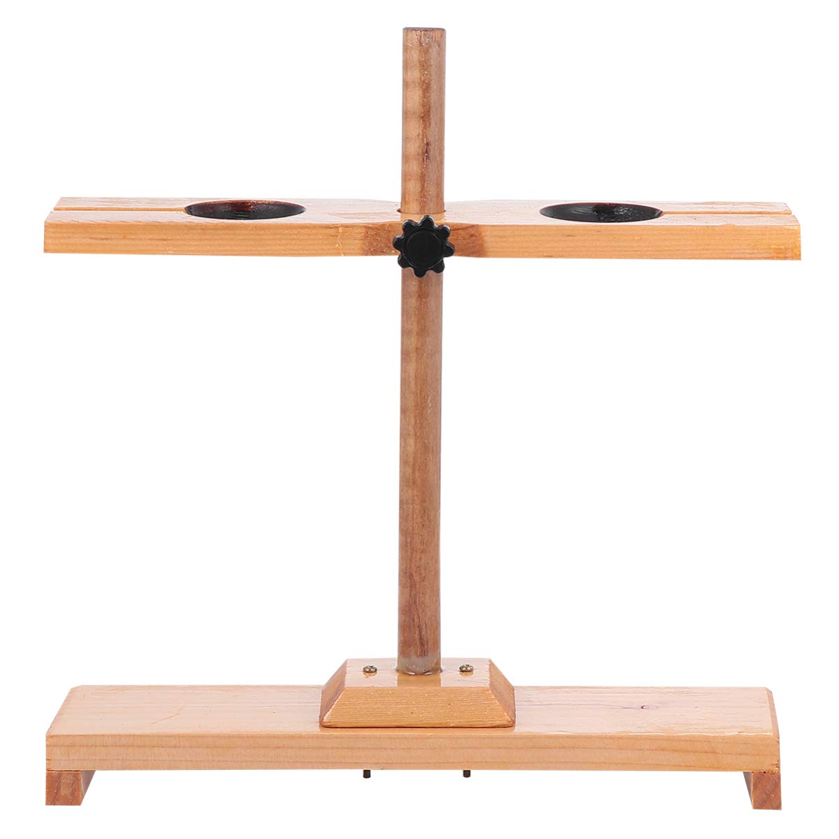 Adjustable Wooden Funnel Stand with 2 Holes - Separation Funnel Support Rack for Chemistry Lab Experiments (Khaki) | Ideal for Distillation, Filtration & Scientific Research