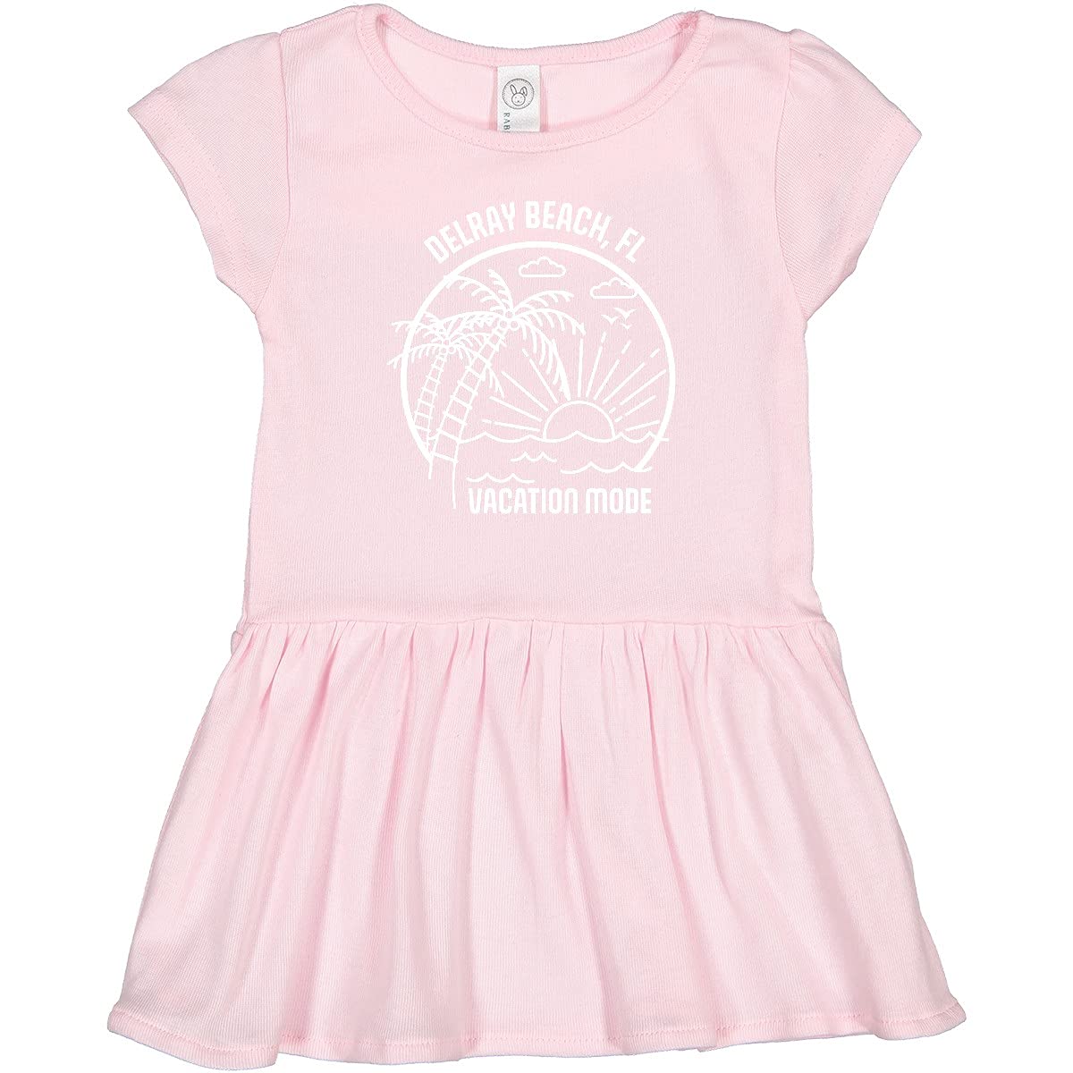 Inktastic Summer Vacation Mode Delray Beach Florida Toddler Dress - Cute Floral Print Girls' Outfit for Beach Trips, Family Vacations & Casual Wear