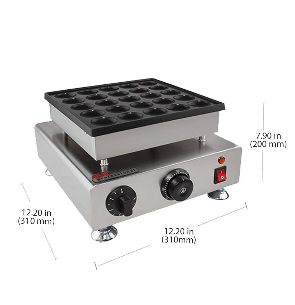 ALDKitchen Mini Dutch Pancake Maker - Nonstick Poffertjes Iron with 25 Cavities | 110V Electric | Perfect for Breakfast, Brunch & Party Snacks | Great Gift for Home Bakers