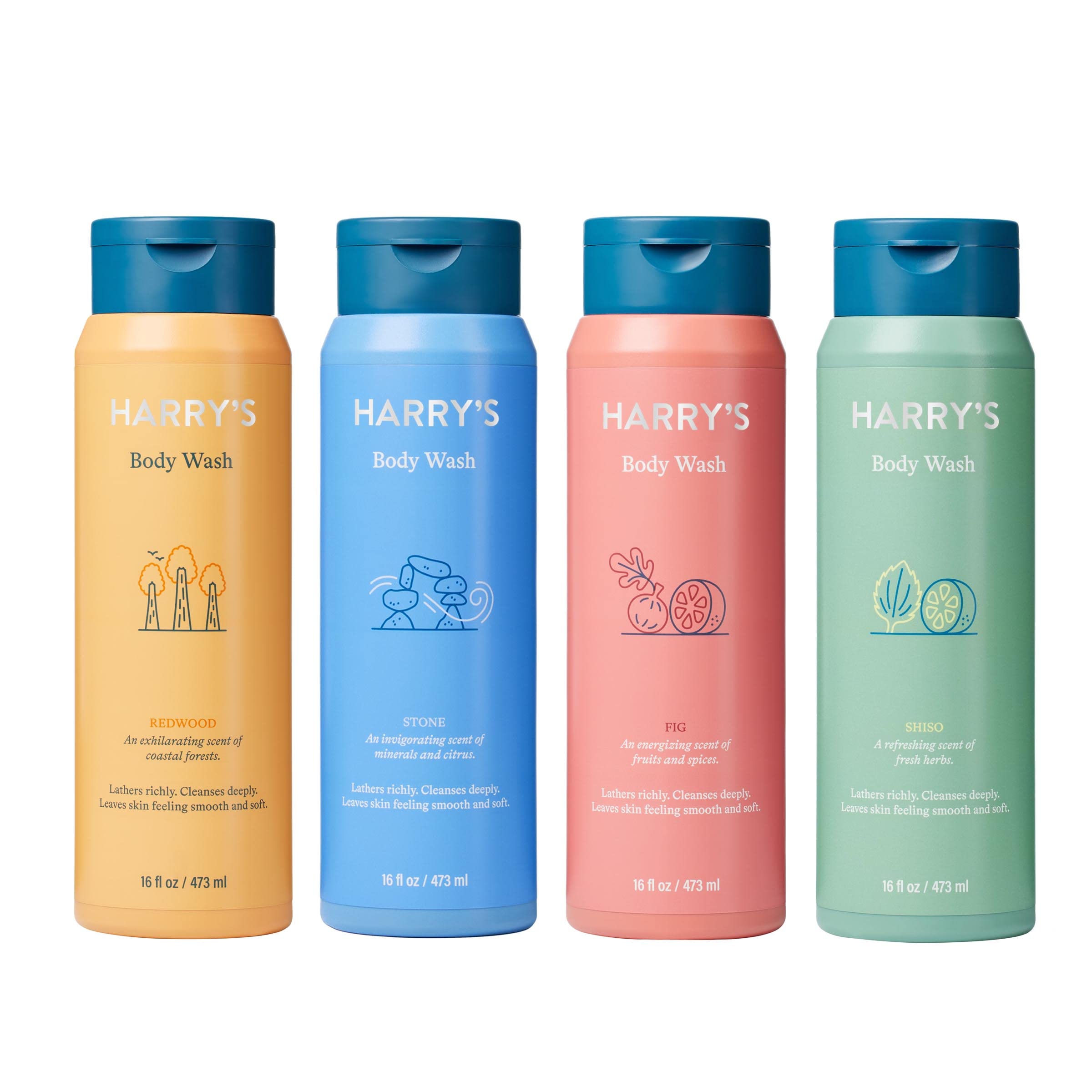 Harry's Men's Body Wash Variety Pack - 16 Fl oz (Pack of 4) - Refreshing Shower Gel for Men with Invigorating Scents - Perfect for Gym, Travel & Daily Use