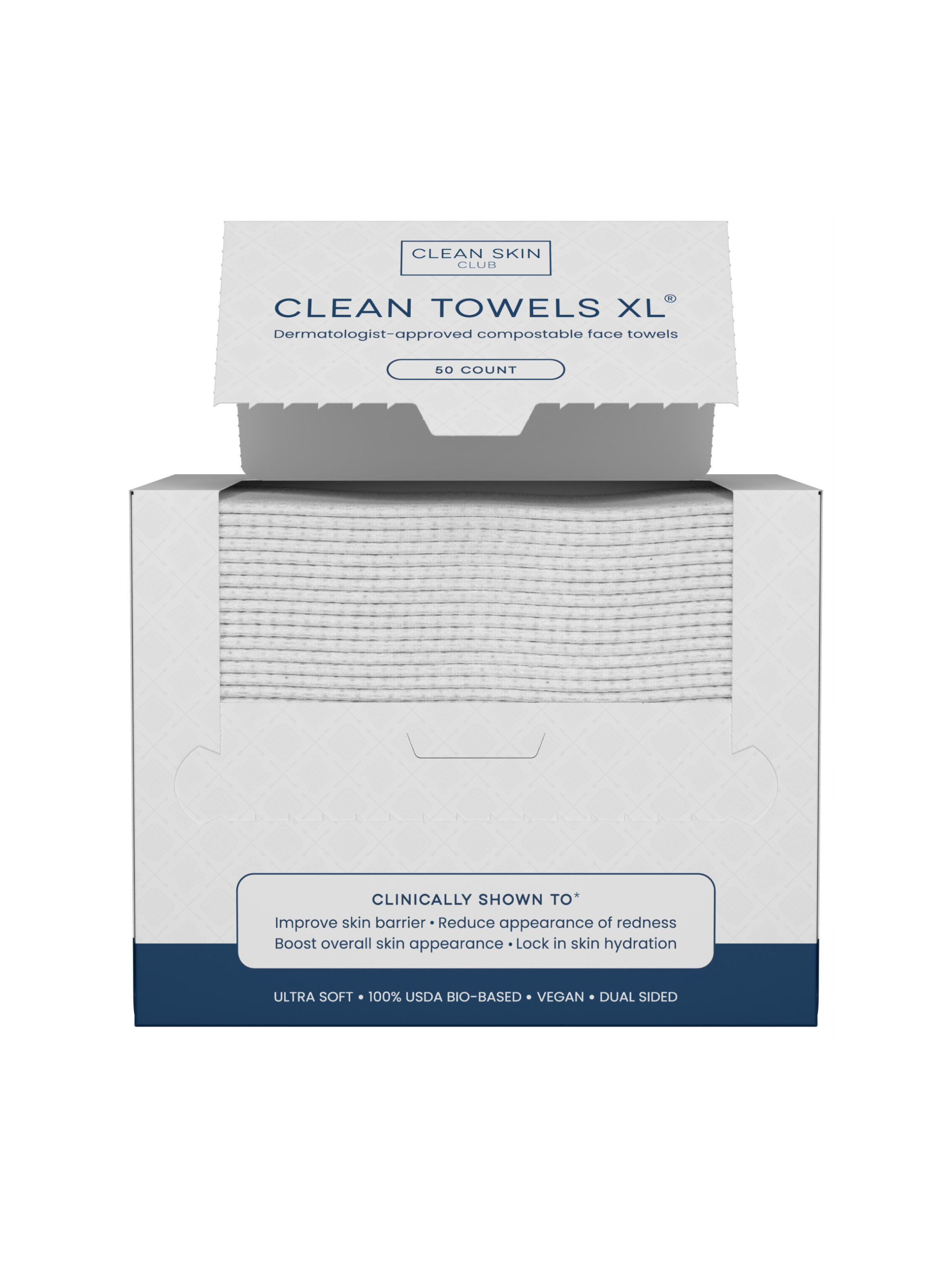 Clean Skin Club XL Disposable Facial Towels | Hypoallergenic & Ultra-Soft for Sensitive Skin | Perfect for Skincare Routine, Makeup Removal & Gym Use