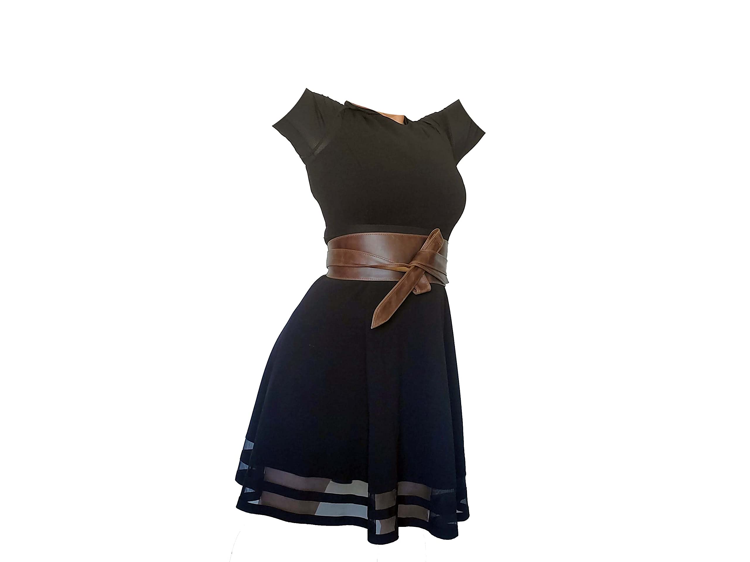 Fgalaze Brown Leather Wrap Belt for Women - Stylish Fashionable Obi Belt with Adjustable Buckle - Perfect for Dresses, Coats & Casual Outfits
