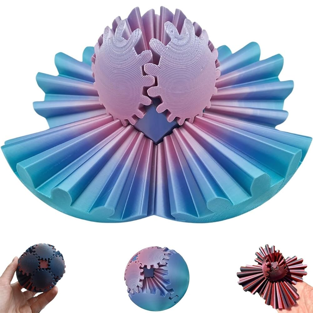 2024 GearSphere - 3D Printed Whirling Wonder Fidget Gear Ball | Stress Relief & Sensory Toy for Autism, ADHD, Anxiety | Perfect Desk Toy for Office, School & Home Use (1pc)