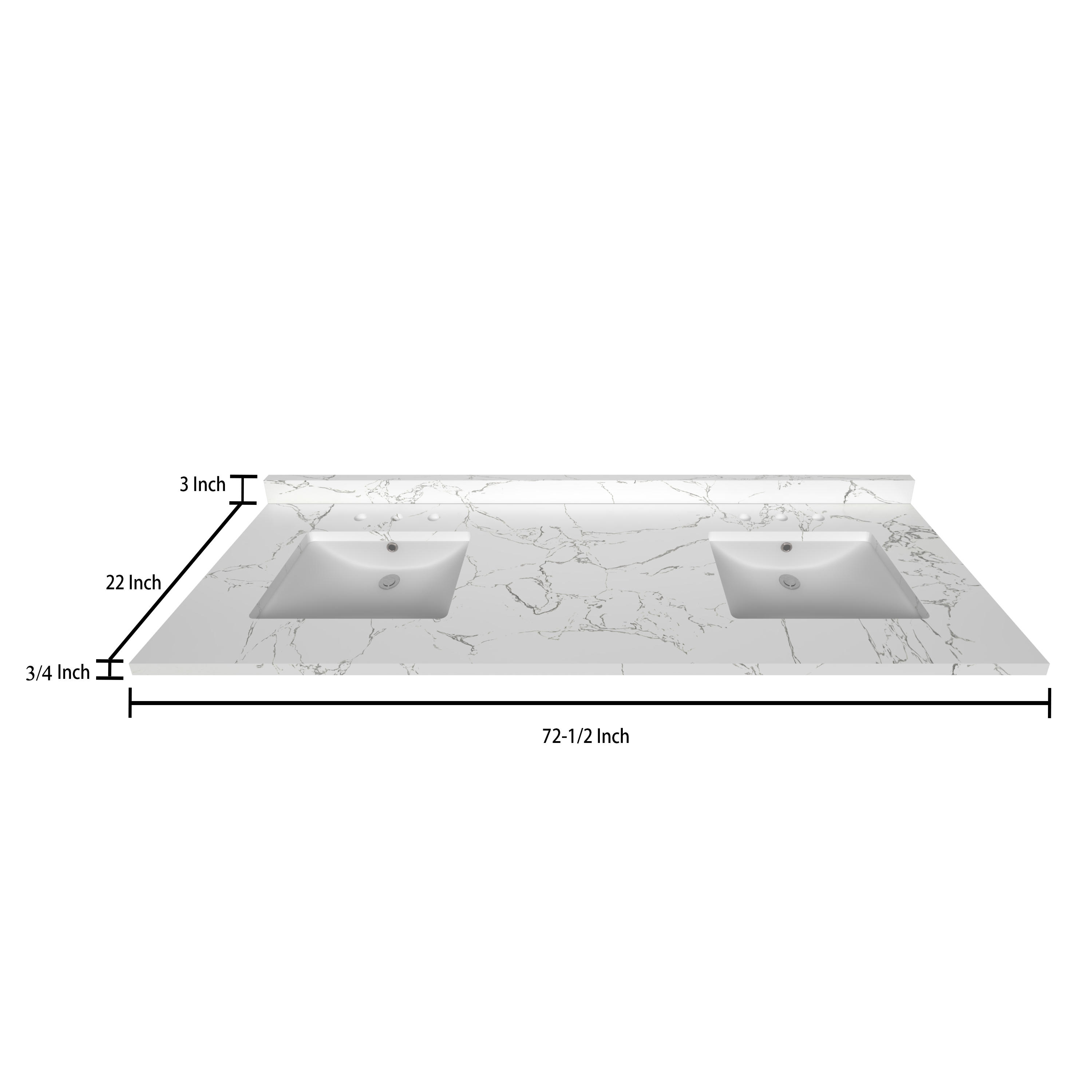 Premium Carrara White Marble Countertop 72.5