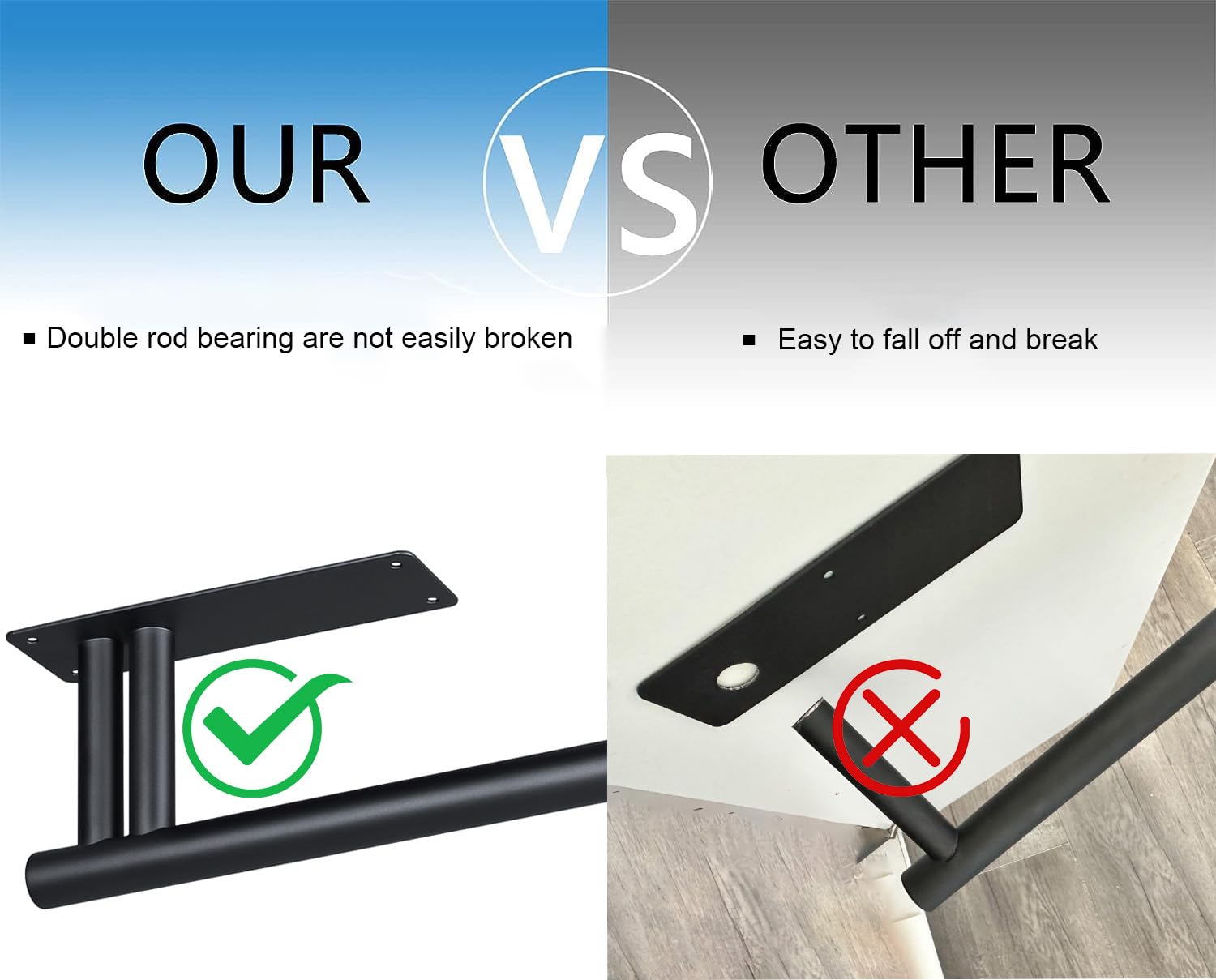 2-Pack Under Cabinet Paper Towel Holder - Upgraded Stainless Steel with Dual Rods, Wall Mount or Countertop Installation (Self-Adhesive & Drill Options) - Black - Perfect for Kitchen, Bathroom, Office & RV Organization