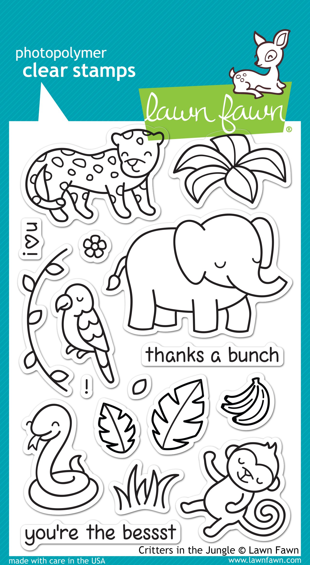Lawn Fawn Critters in the Jungle Stamp and Die Set - 2-Piece Crafting Bundle for Card Making, Scrapbooking & DIY Projects