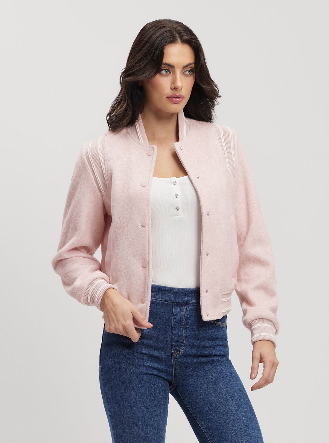 Eco-Friendly Pink Gloria Logo Bomber Jacket for Women - Lightweight Fashion Outerwear for Streetwear & Casual Outfits