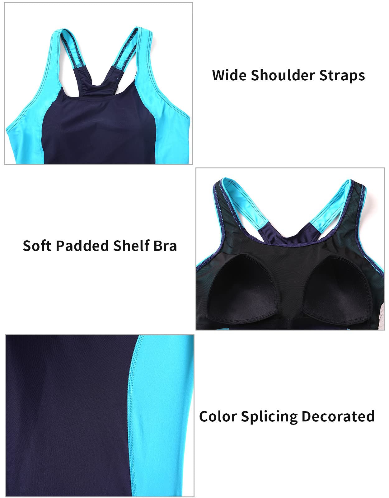 CharmLeaks Women's One Piece Swimsuits - High Waisted Boyleg Training Swimwear for Swimming & Beach Activities