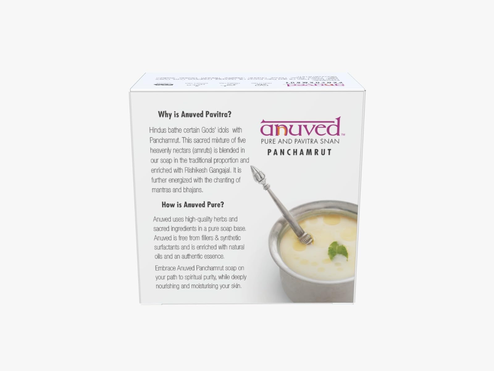 Anuved Panchamrit Herbal Soap - Pack of 3 (125g Each) | Natural Skincare with Cow Milk, Yogurt, Ghee, Organic Jaggery & Honey | Enriched with Rishikesh Ganga Water | Healing & Moisturizing Soap for Dry Skin | Perfect for Daily Ayurvedic Skincare Routine & Spa Treatments