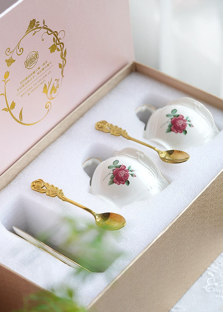 Elegant British Royal Rose Bone China Porcelain Tea Cup Set - Ceramic Coffee & Afternoon Tea Cups with Saucer in Gift Box - Perfect for High Tea, Bridal Showers & Luxury Home Decor