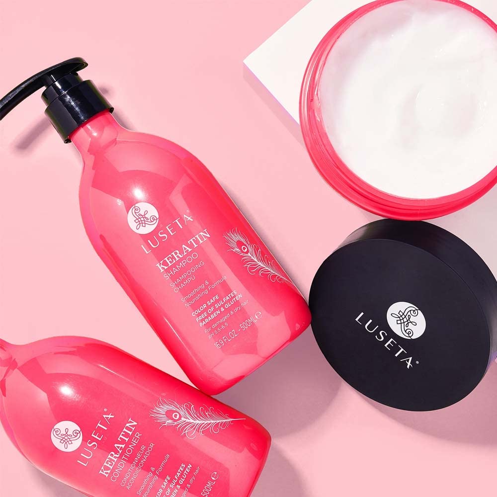 Luseta Keratin Shampoo and Conditioner Set - Sulfate Free 16.9 oz for Dry & Damaged Hair - Deep Moisturizing Treatment to Smooth & Repair Hair - Perfect for Women's Daily Hair Care Routine at Home or Salon