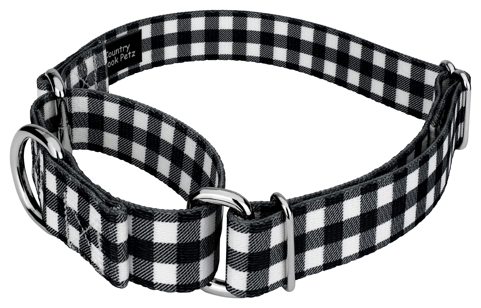 Country Brook Petz - Black & White Buffalo Plaid Martingale Dog Collar & Leash Set - Adjustable Christmas Pet Accessories for Small Dogs (1/2